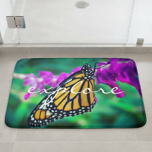 Orange Monarch Butterfly Photography Explore Quote Bath Mat