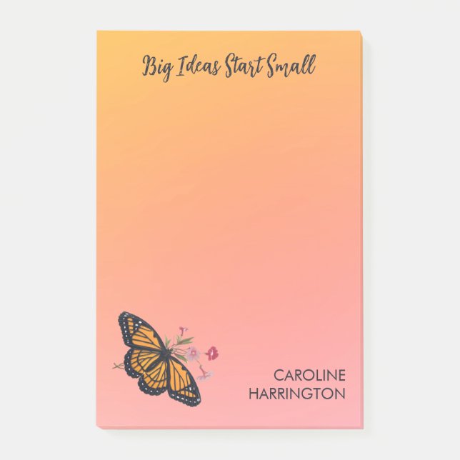 Orange Monarch Butterfly Pretty Inspirational  Post-it Notes (Front)