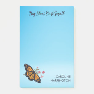 Orange Monarch Butterfly Sky Blue Inspirational Post-it Notes