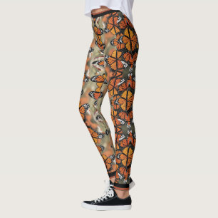 Orange Monarch Butterfly Wings Illustration  Leggings