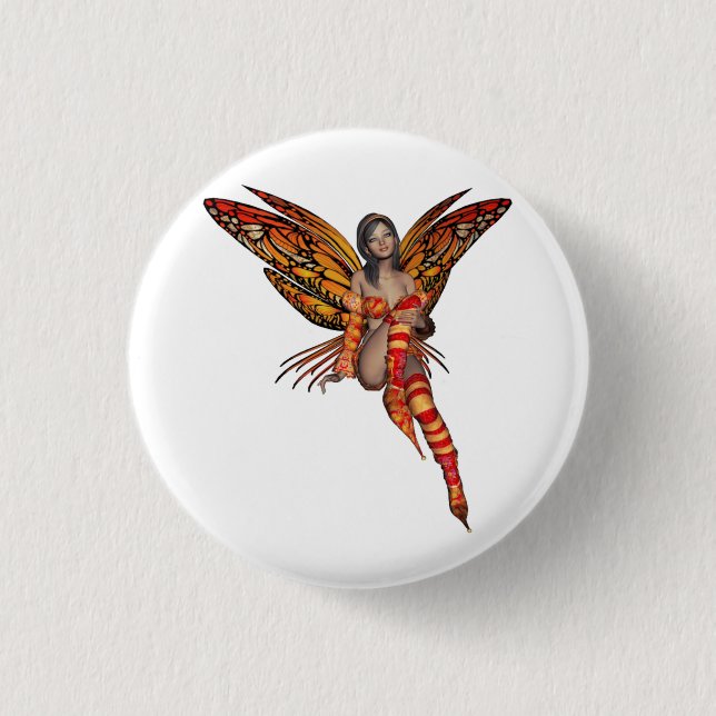 Orange Monarch Pixie Butterfly Fairy 7 - 3 Cm Round Badge (Front)