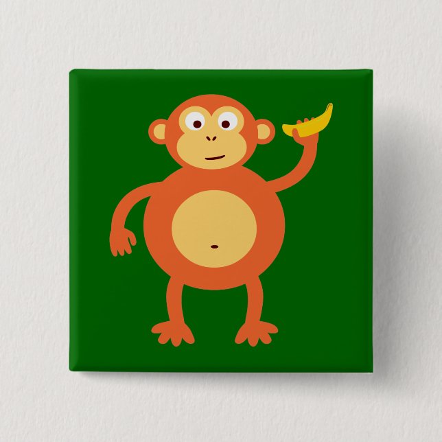 Orange Monkey 15 Cm Square Badge (Front)