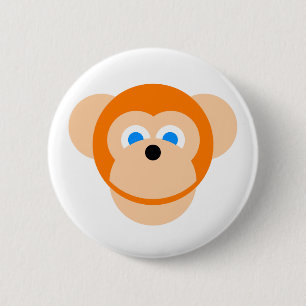 Orange monkey 6 cm round badge