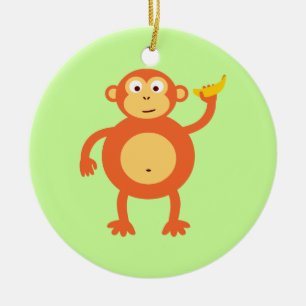 Orange Monkey Ceramic Tree Decoration