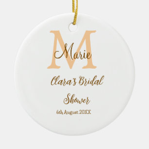 Orange monogram bridal shower add name modern simp ceramic tree decoration