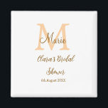 Orange monogram bridal shower add name modern simp magnet<br><div class="desc">beautiful design</div>