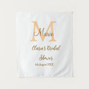 Orange monogram bridal shower add name modern simp tapestry