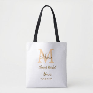 Orange monogram bridal shower add name modern simp tote bag