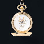 Orange monogram bridal shower add name modern simp watch<br><div class="desc">beautiful design</div>