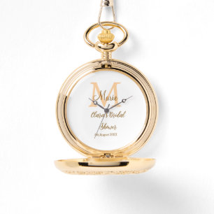 Orange monogram bridal shower add name modern simp watch