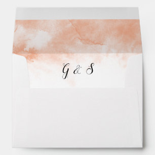 Orange Monogram Elegant Calligraphy Script Wedding Envelope