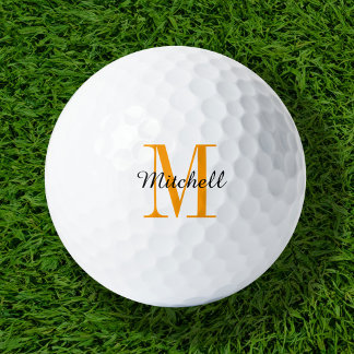 Orange Monogram Initial and Name Personalised Golf Balls