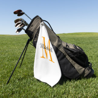 Orange Monogram Initial and Name Personalised Golf Towel