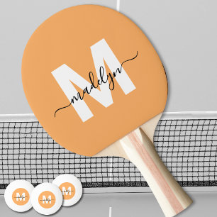 Orange Monogram Ping Pong Paddle