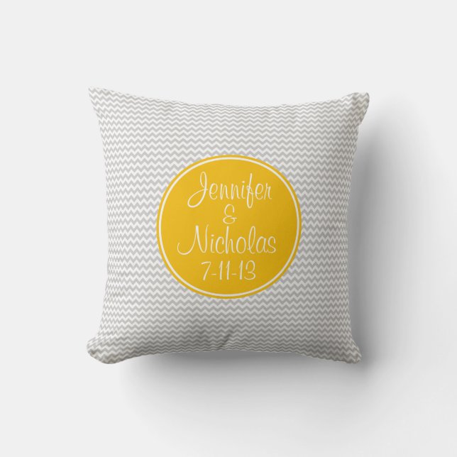 Orange Monogram with Grey Chevron Pillow (Front)