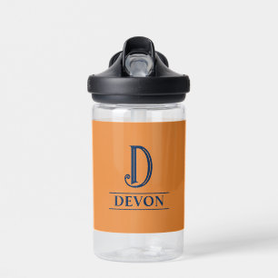 Orange Monogrammed  Water Bottle