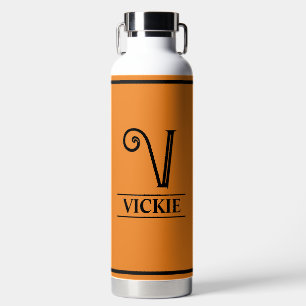 Orange Monogrammed  Water Bottle