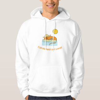 Orange monster asleep on a floating waterbed hoodie