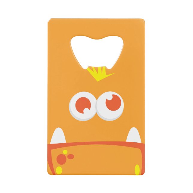 Orange Monster Face Credit Card Bottle Opener (Front)