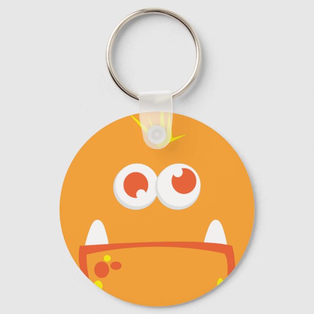 Orange Monster Face Keychain (Front)