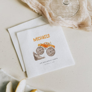 Orange Monster Trucks Birthday  Napkin