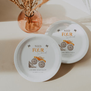 Orange Monster Trucks Birthday  Paper Plate