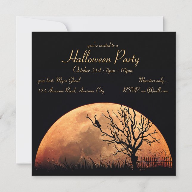 Orange Moon, Black Cat Invitation (Front)