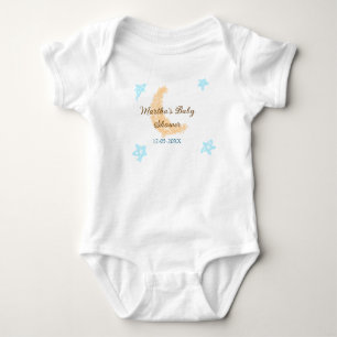 Orange moon blue stars glitter baby shower sparkle bodysuit
