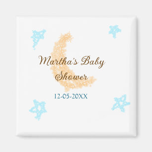 Orange moon blue stars glitter baby shower sparkle magnet