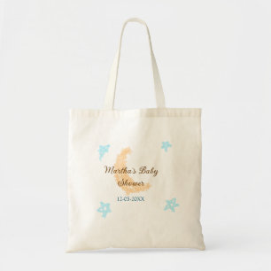 Orange moon blue stars glitter baby shower sparkle tote bag