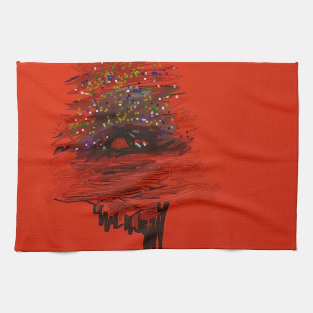 Orange Moon Landscape Kitchen Towel (Horizontal)