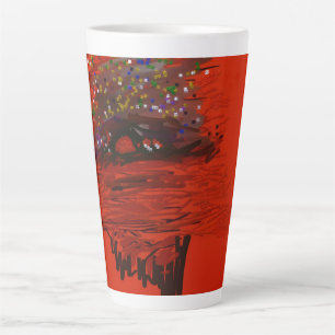 Orange Moon Landscape Latte Mug