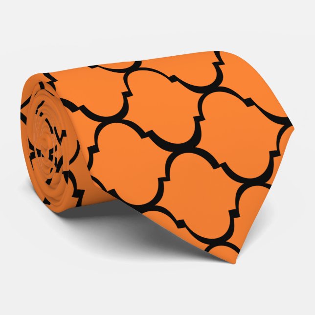 Orange Moroccan Design Tie (Rolled)