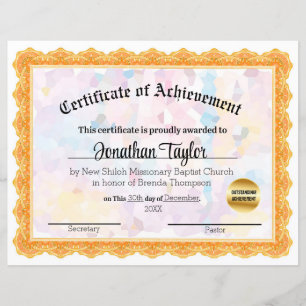 Orange Mosaic Certificate of Achievement