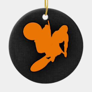 Orange Motocross Ceramic Tree Decoration