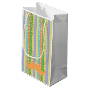 Orange Moustache Fiesta Colourful Fun Pattern Seño Small Gift Bag
