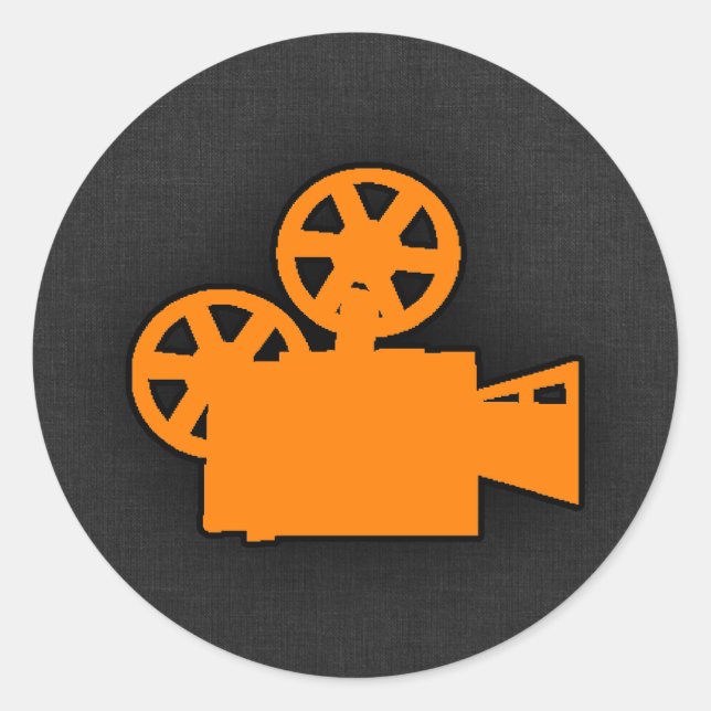 Orange Movie Camera Classic Round Sticker (Front)