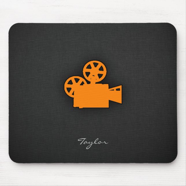 Orange Movie Camera Mouse Pad (Front)