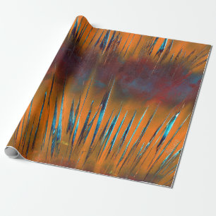Orange Multicolored Abstract Rays Wrapping Paper