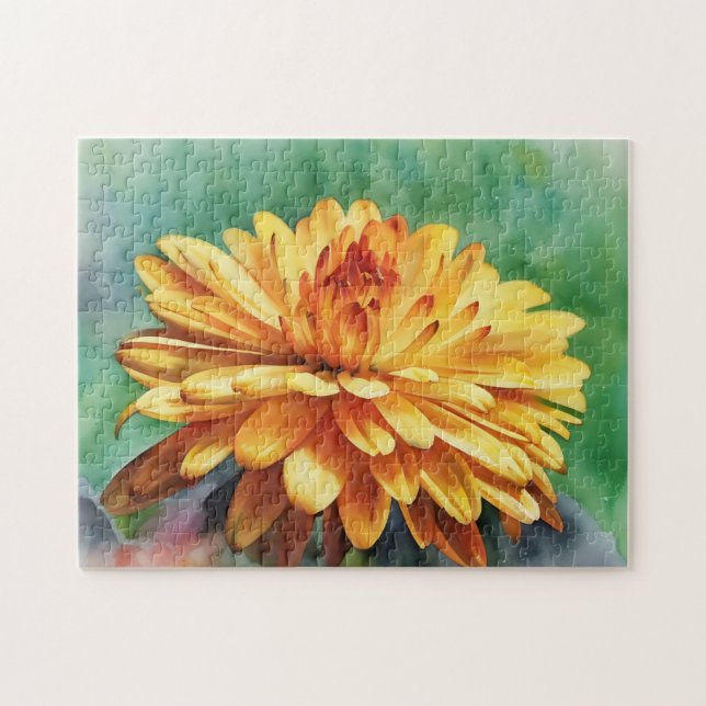 Orange Mum Flower Autumn Fall Colours Puzzle (Horizontal)