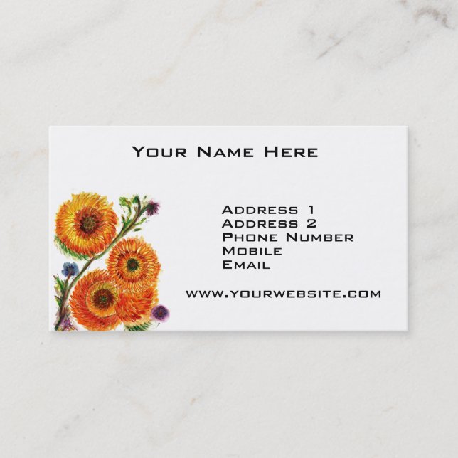Orange Mums Business Card (Front)