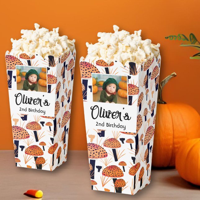 Orange Mushroom Fall Photo Birthday Party Favour Box (Creator Uploaded)