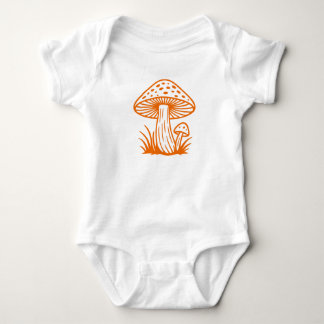Orange Mushroom Illustration Baby Bodysuit