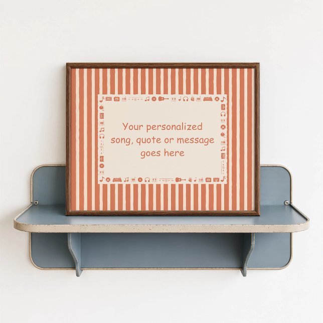 Orange Music Note Poster - Personalised Gift (Orange Music Note Poster - close-up view (frame/decor not included)
)