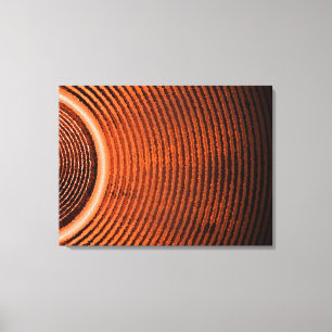 Orange music speaker and sound waves canvas print