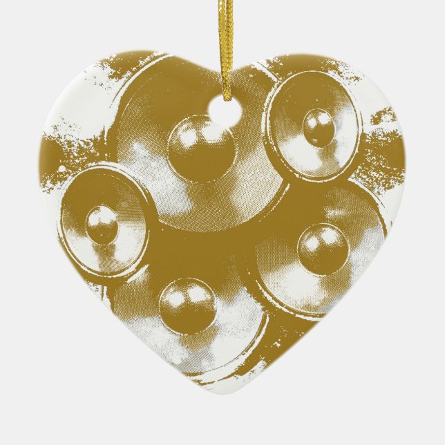 Orange music speakers ceramic tree decoration (Front)