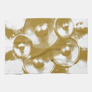 Orange music speakers tea towel