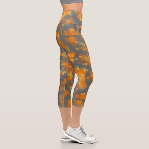 Orange Mustard Navy Teal Striped Capri Leggings