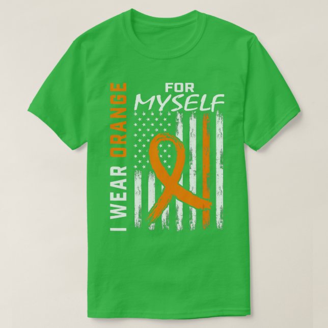 Orange Myself Self Me Leukaemia Awareness Flag Gif T-Shirt (Design Front)