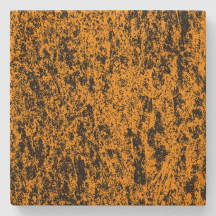 Orange n Blk Marbled Spotted Square Stone Coaster